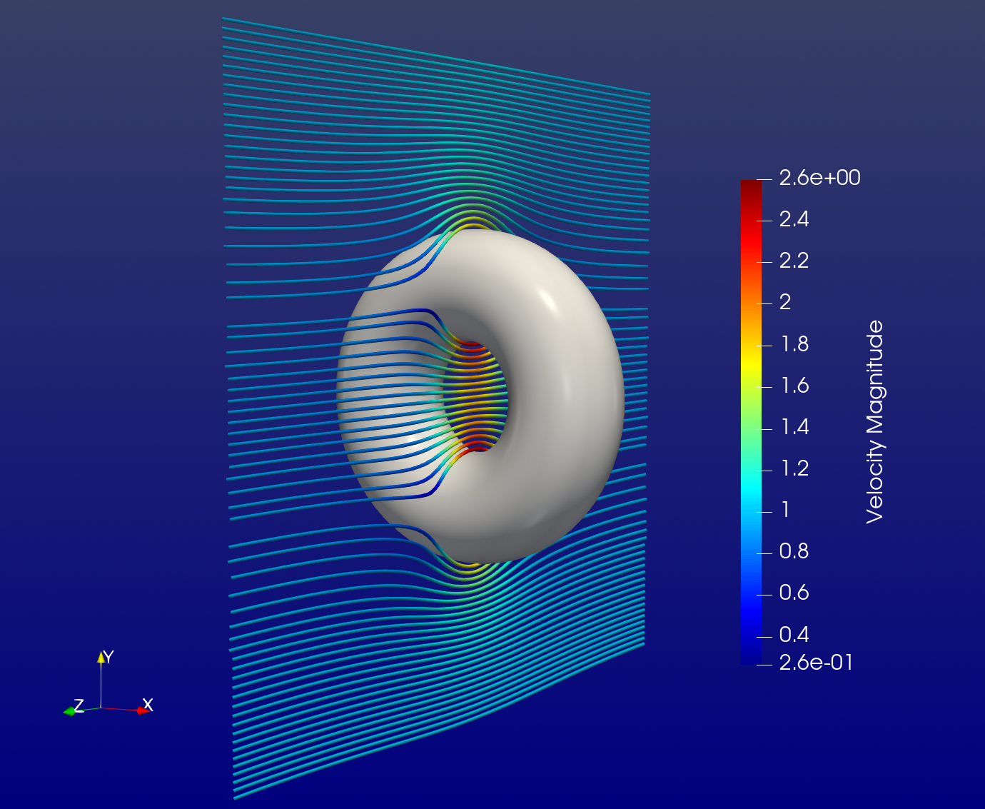 Immersed potential flow around torus